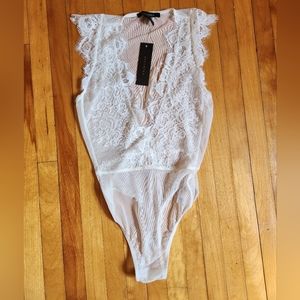 Revamped white lace bodysuit new with tags